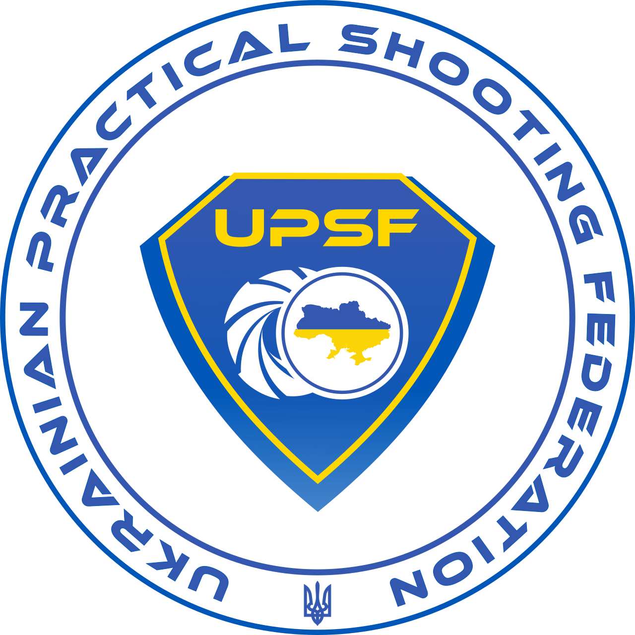 Current logo of the Ukrainian Practical Shooting Federation in English